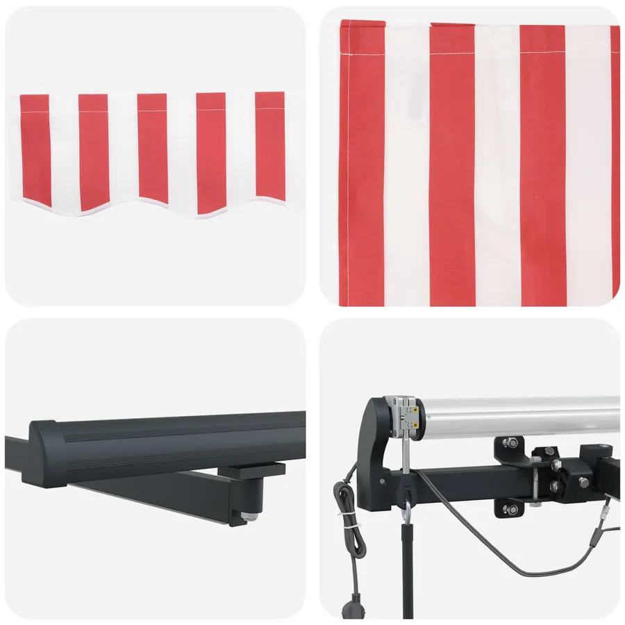 Auvent rétractable Rouge et Blanc 500 × 300 cm Polyester - 10
