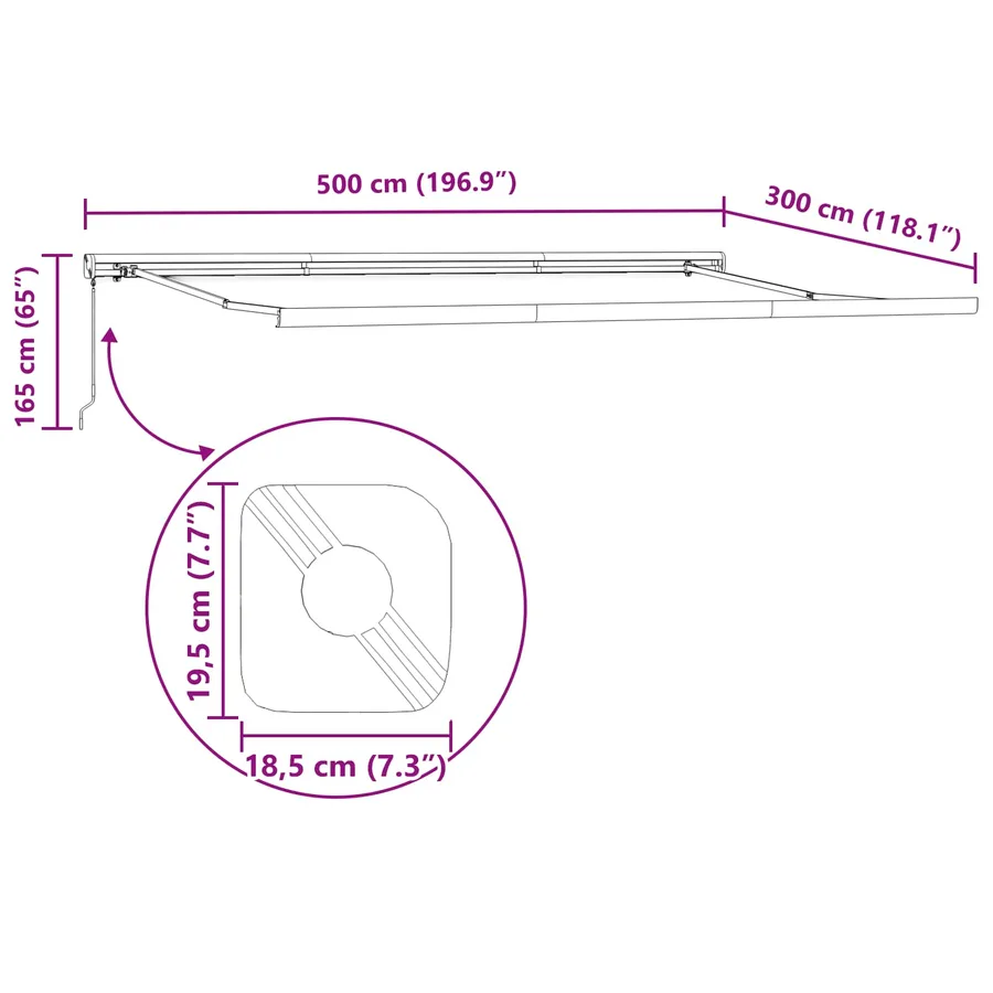 Auvent rétractable Rouge et Blanc 500 × 300 cm - 12