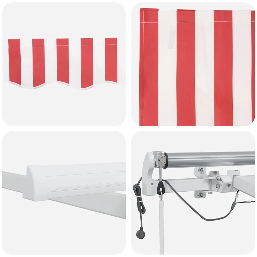 Auvent rétractable Rouge et Blanc 450 × 300 cm Polyester - 10