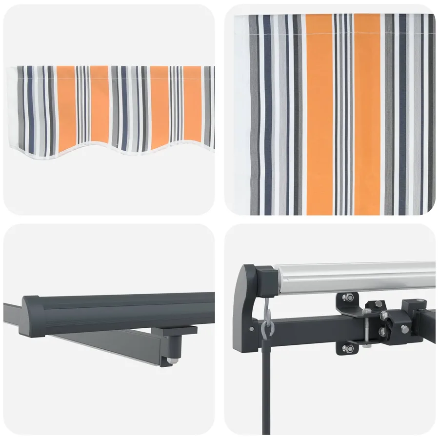 Auvent rétractable Multicolore 500 × 350 cm Tissu et Aluminium - 10