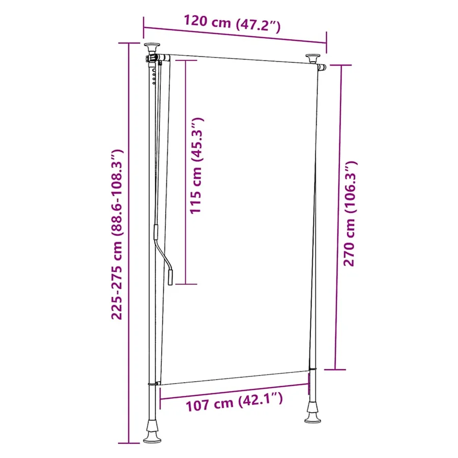 Store roulant d'extérieur 120 x 270 cm Anthracite - 7
