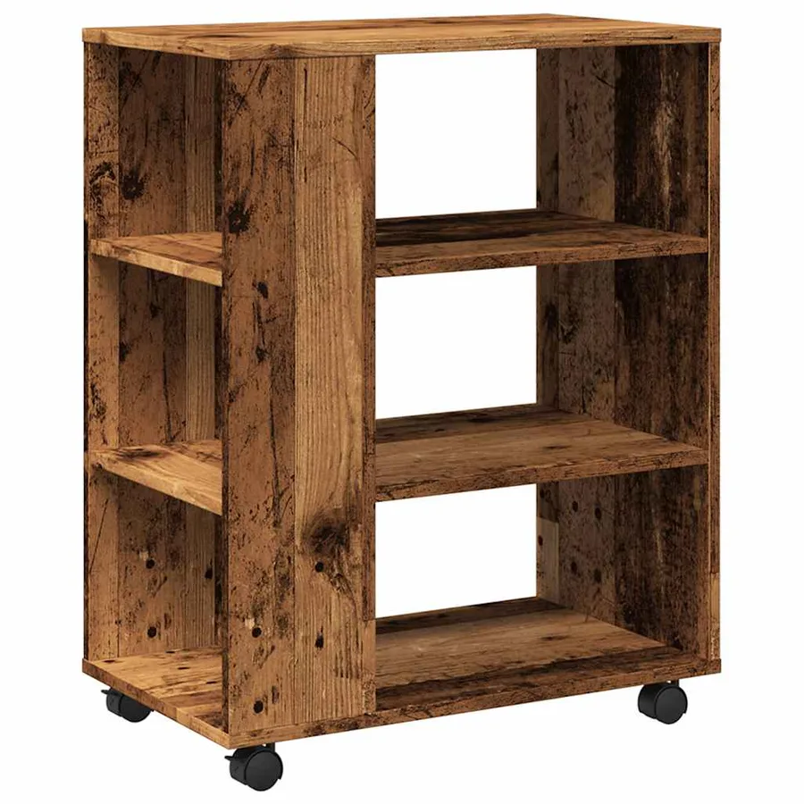 Armoire à roulettes vieux bois 60x35x75 cm bois d'ingénierie - 2