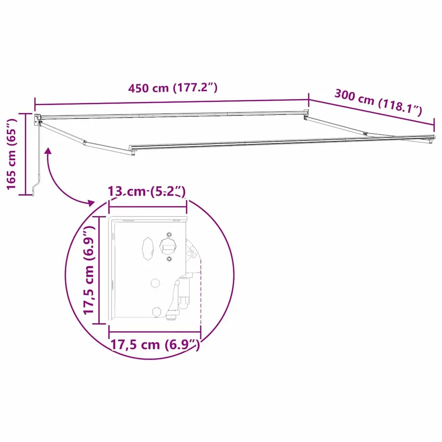 Auvent rétractable Multicolore 450 × 300 cm - 12