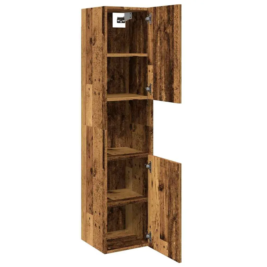 Armoire de salle de bain suspendue vieux bois bois d'ingénierie - 5
