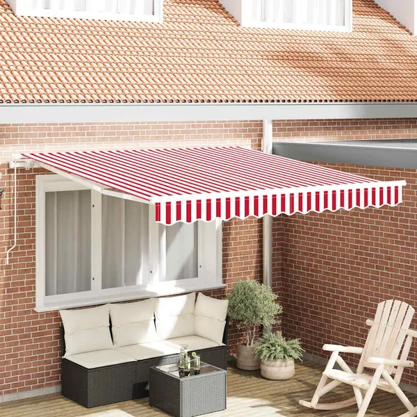 Auvent rétractable Rouge 350 x 250 cm Polyester et Aluminium