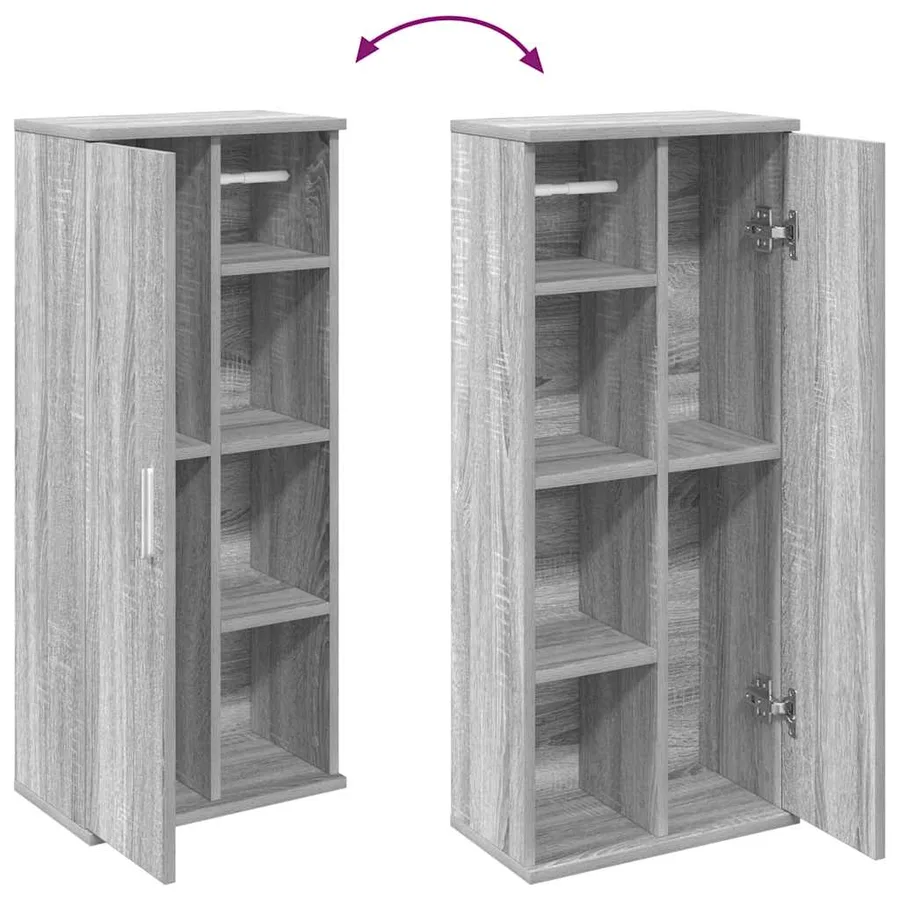 Meuble de salle de bain avec porte-rouleau sonoma gris - 8