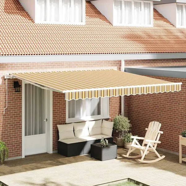 Auvent rétractable Multicolore 400 × 300 cm Tissu et Aluminium