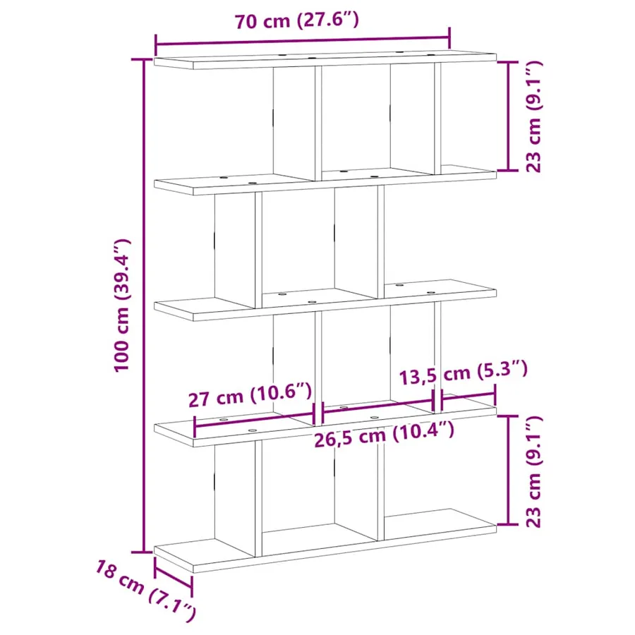 Étagère cube murale 12 compartiments chêne fumé bois ingénierie - 10