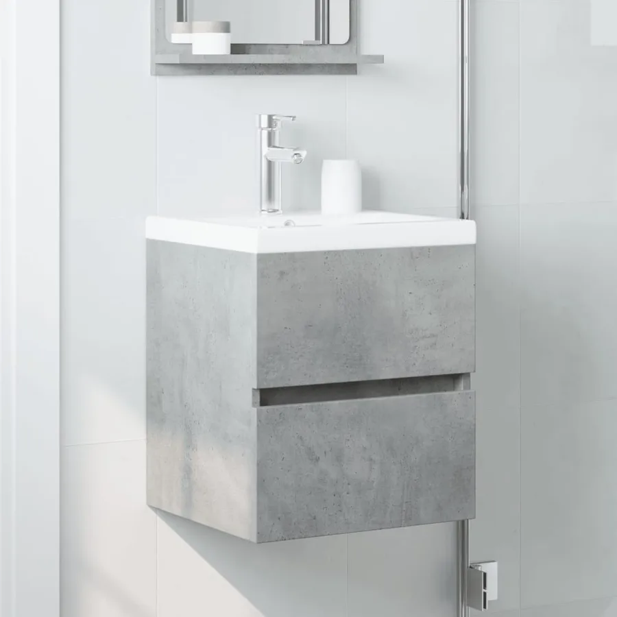Armoire d'évier Gris béton 41x38,5x45 cm Bois d’ingénierie - 3