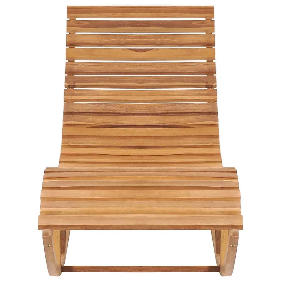 Chaise longue à bascule avec coussin Bois de teck solide - 3