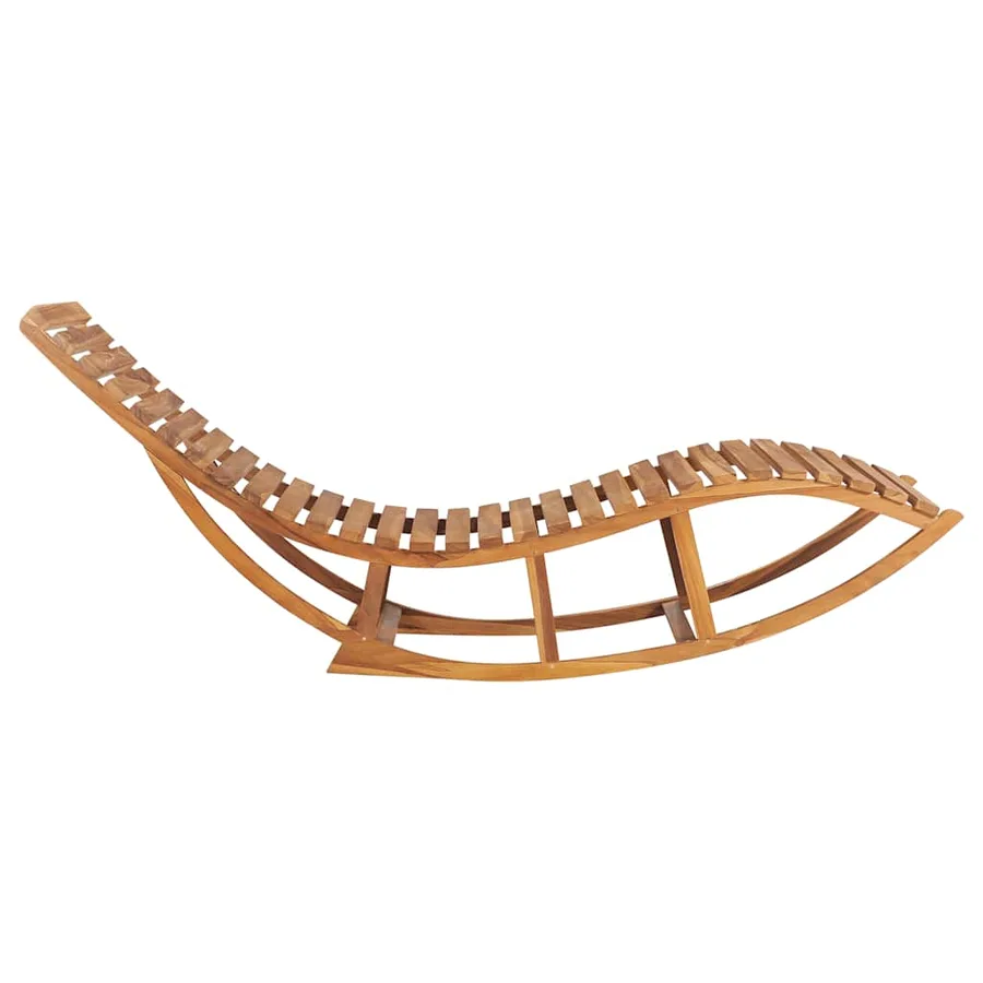 Chaise longue à bascule avec coussin Bois de teck solide - 4