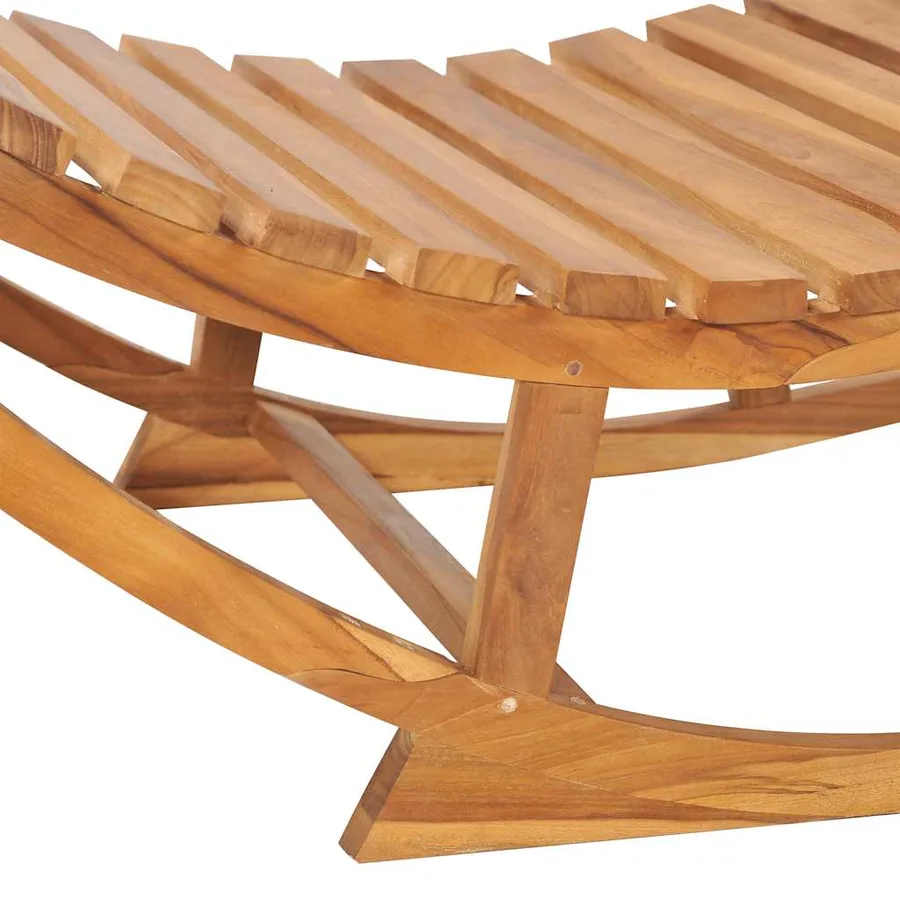 Chaise longue à bascule avec coussin Bois de teck solide - 6