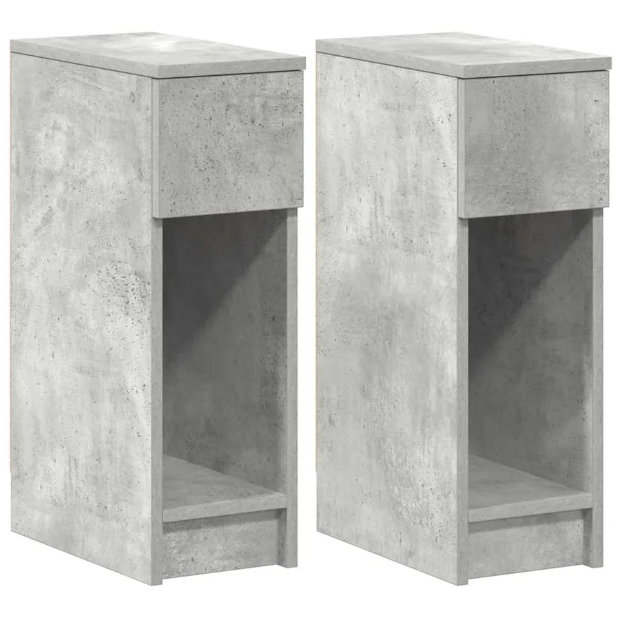 Tables de chevet avec tiroir 2 pcs gris béton 20x36x60 cm - 2