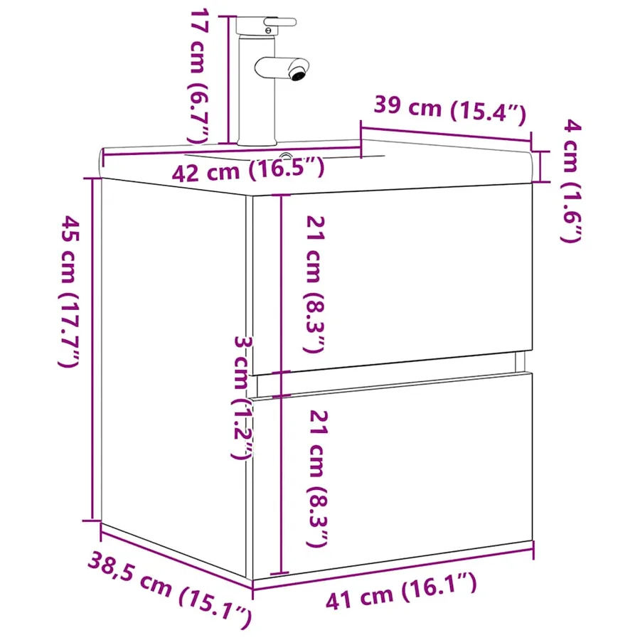 Ensemble de meubles de salle de bain 2 pcs gris béton - 10
