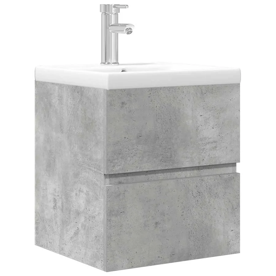 Ensemble de meubles de salle de bain 2 pcs gris béton - 2
