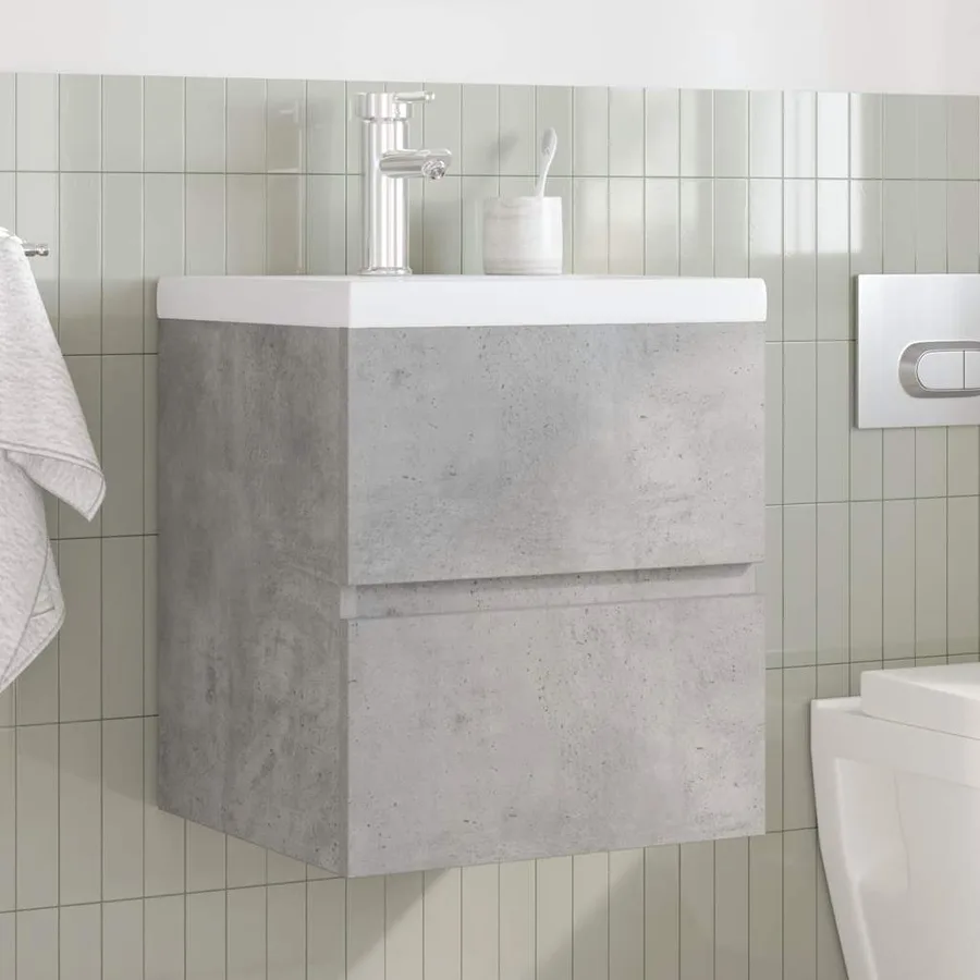 Ensemble de meubles de salle de bain 2 pcs gris béton - 3
