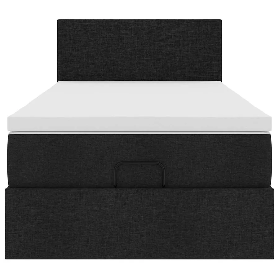 Lit ottoman avec matelas noir 90x200 cm tissu - 7