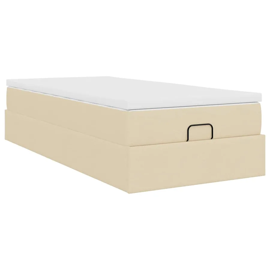 Cadre de lit ottoman avec matelas crème 90x200 cm tissu - 10