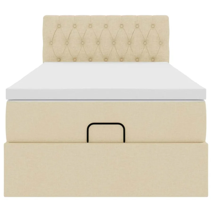 Lit ottoman avec matelas et LED crème 90x200 cm tissu - 8