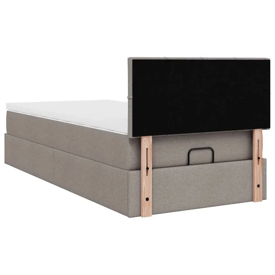 Lit ottoman avec matelas et LED taupe 90x200 cm tissu - 12