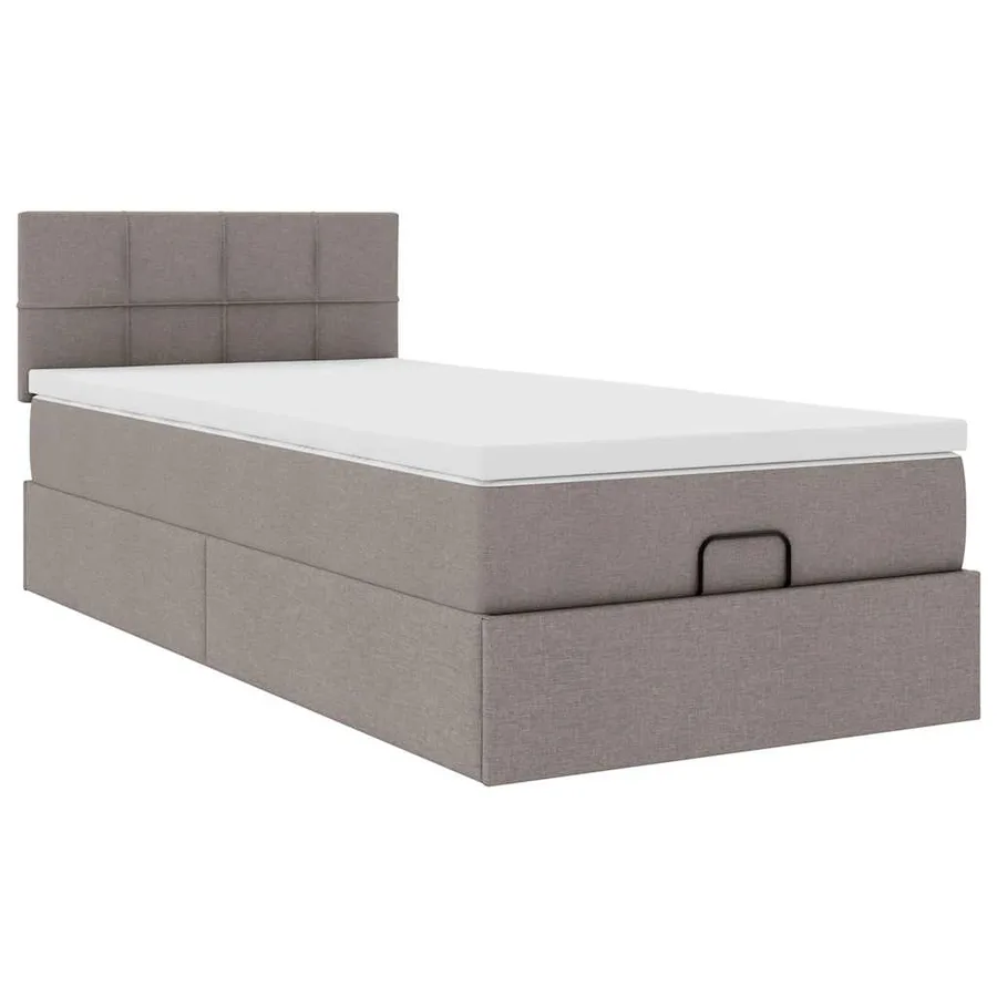 Lit ottoman avec matelas et LED taupe 90x200 cm tissu - 7
