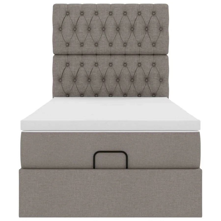 Lit ottoman avec matelas taupe 90x200 cm tissu - 7