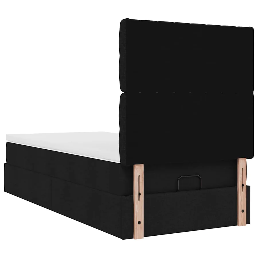 Lit ottoman avec matelas noir 90x200 cm tissu - 11