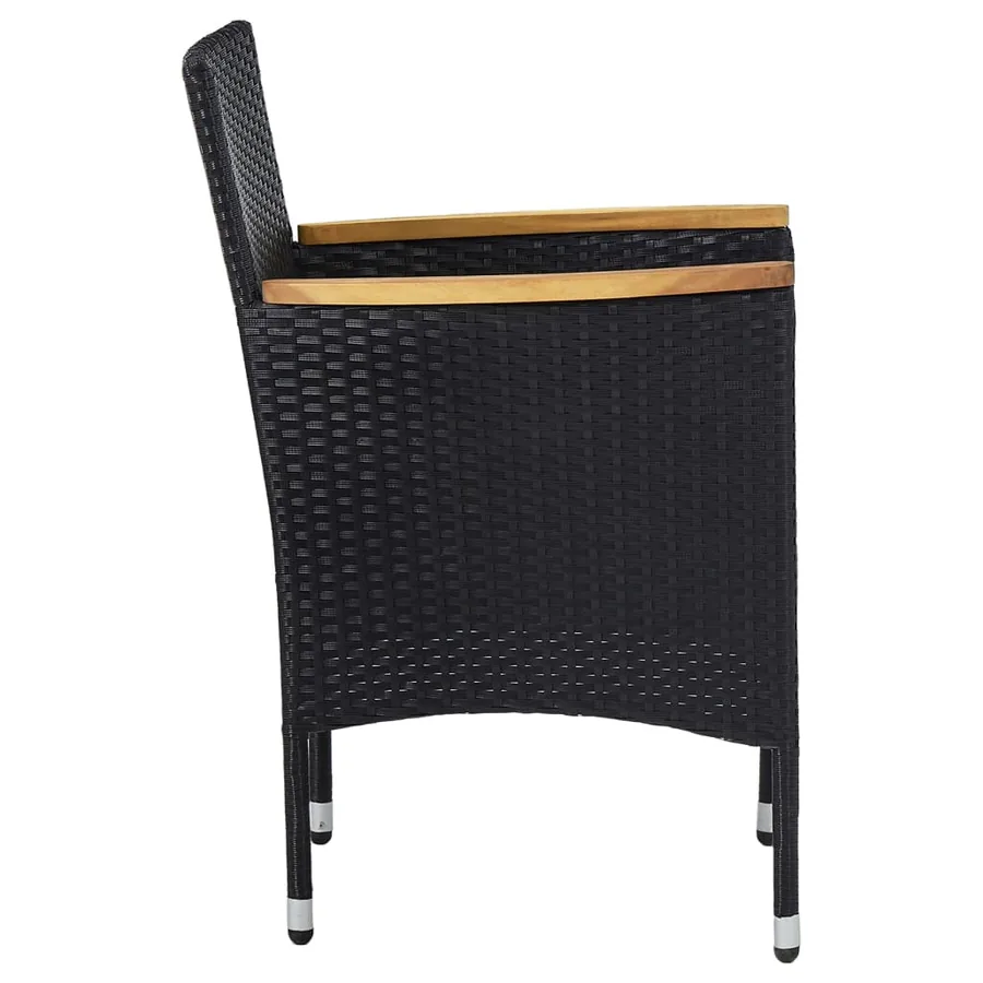 Chaises à manger de jardin lot de 2 Résine tressée Noir - 4