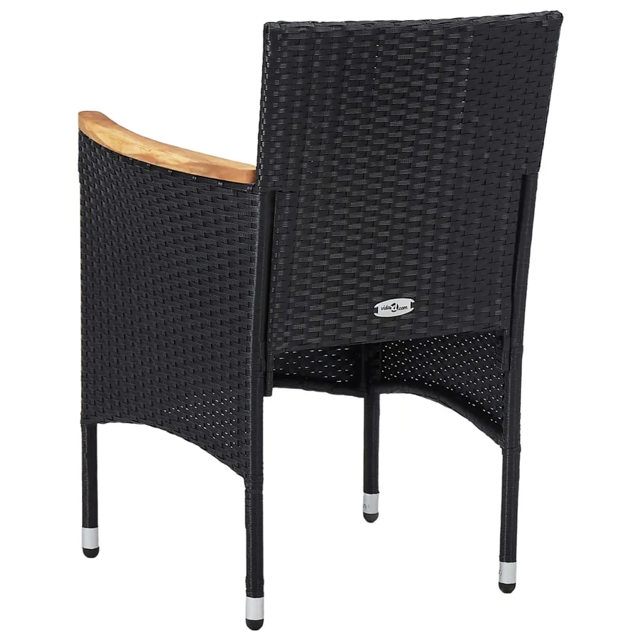 Chaises à manger de jardin lot de 2 Résine tressée Noir - 5