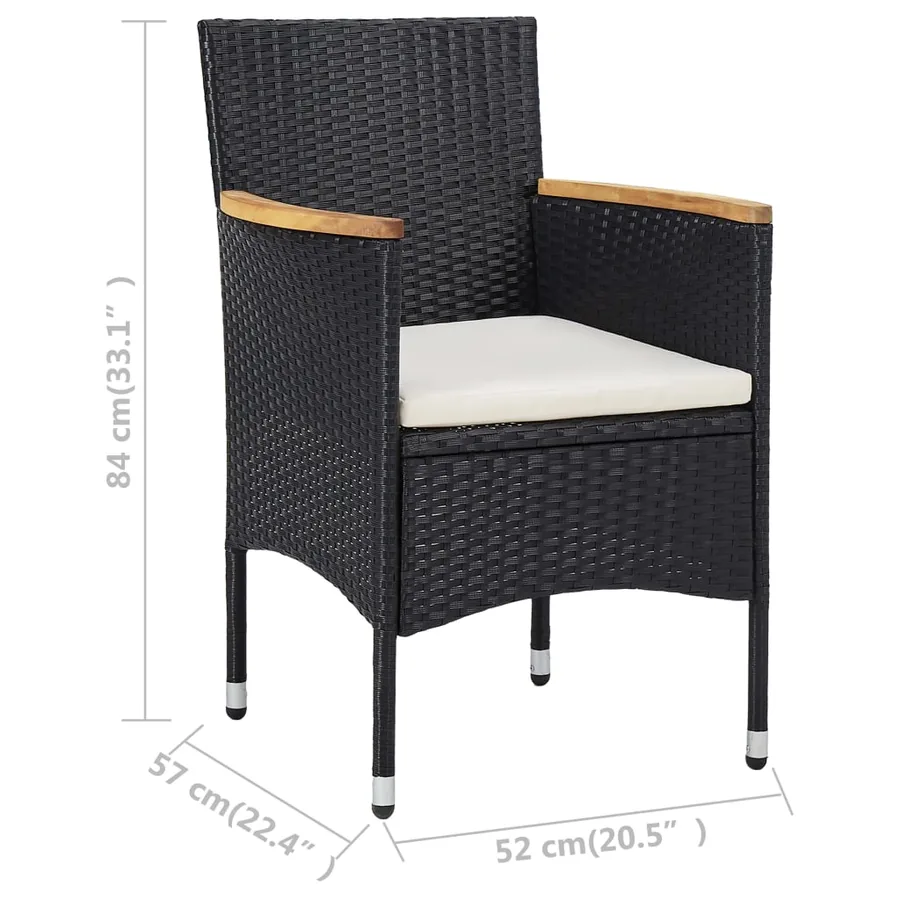 Chaises à manger de jardin lot de 2 Résine tressée Noir - 7