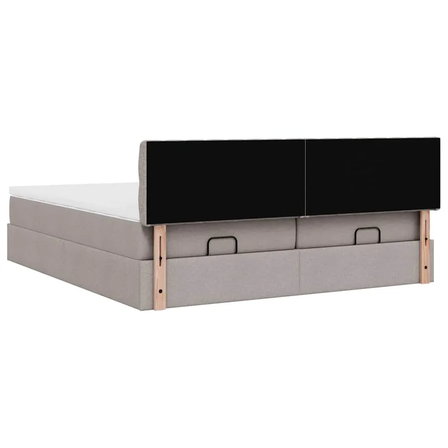 Cadre de lit ottoman avec matelas taupe 180x200 cm tissu - 12