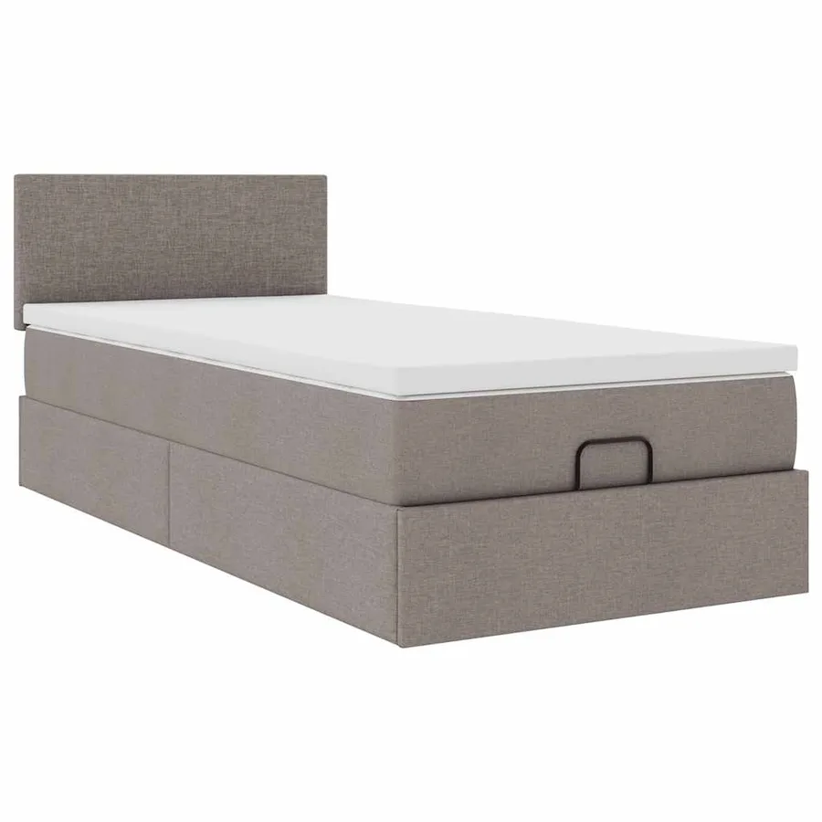 Lit ottoman avec matelas et LED taupe 90x200 cm tissu - 7