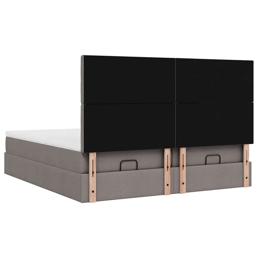 Cadre de lit ottoman avec matelas taupe 180x200 cm tissu - 12