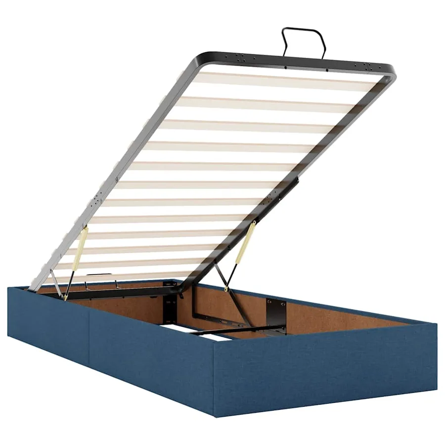 Cadre de lit ottoman avec matelas bleu 180x200 cm tissu - 10