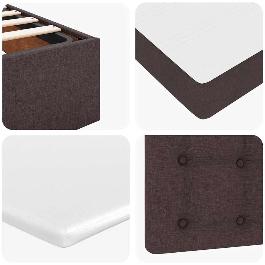 Cadre de lit ottoman avec matelas marron foncé 180x200 cm tissu - 14