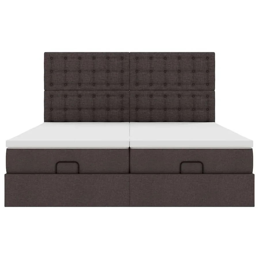 Cadre de lit ottoman avec matelas marron foncé 180x200 cm tissu - 7