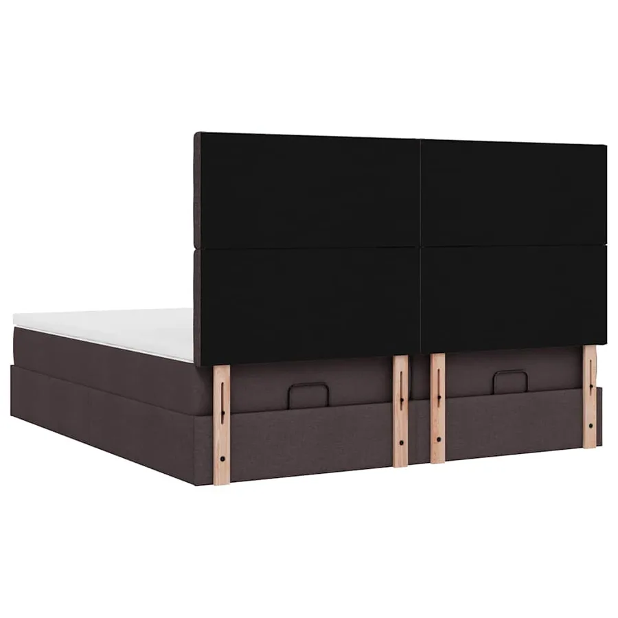 Cadre de lit ottoman avec matelas marron foncé 180x200 cm tissu - 9
