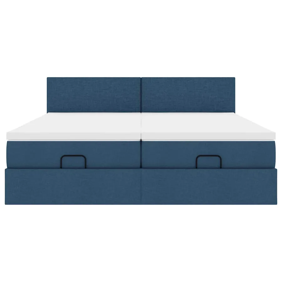 Cadre de lit ottoman avec matelas bleu 180x200 cm tissu - 8