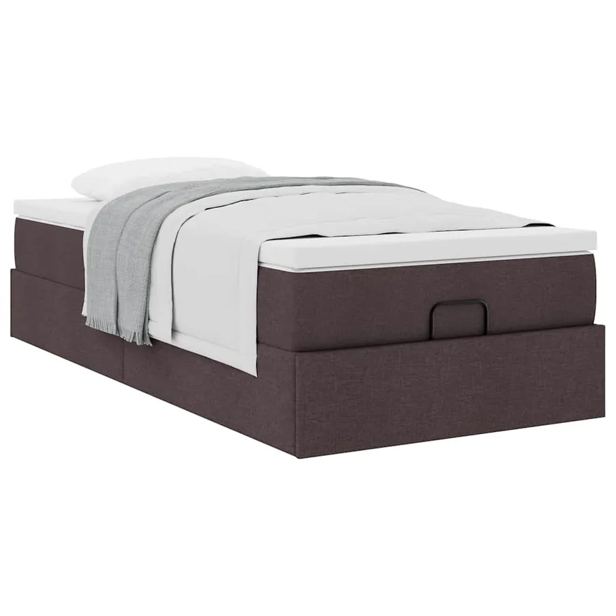 Cadre de lit ottoman avec matelas marron foncé 90x200 cm tissu - 5