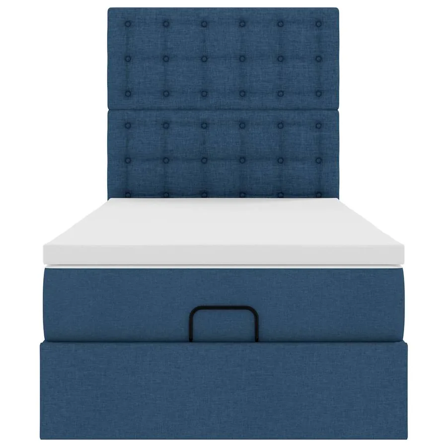 Lit ottoman avec matelas bleu 90x200 cm tissu - 7
