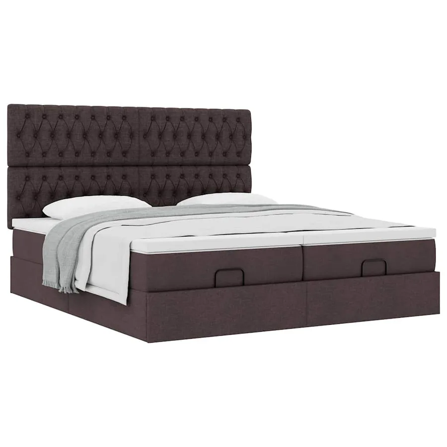 Cadre de lit ottoman avec matelas marron foncé 180x200 cm tissu - 5