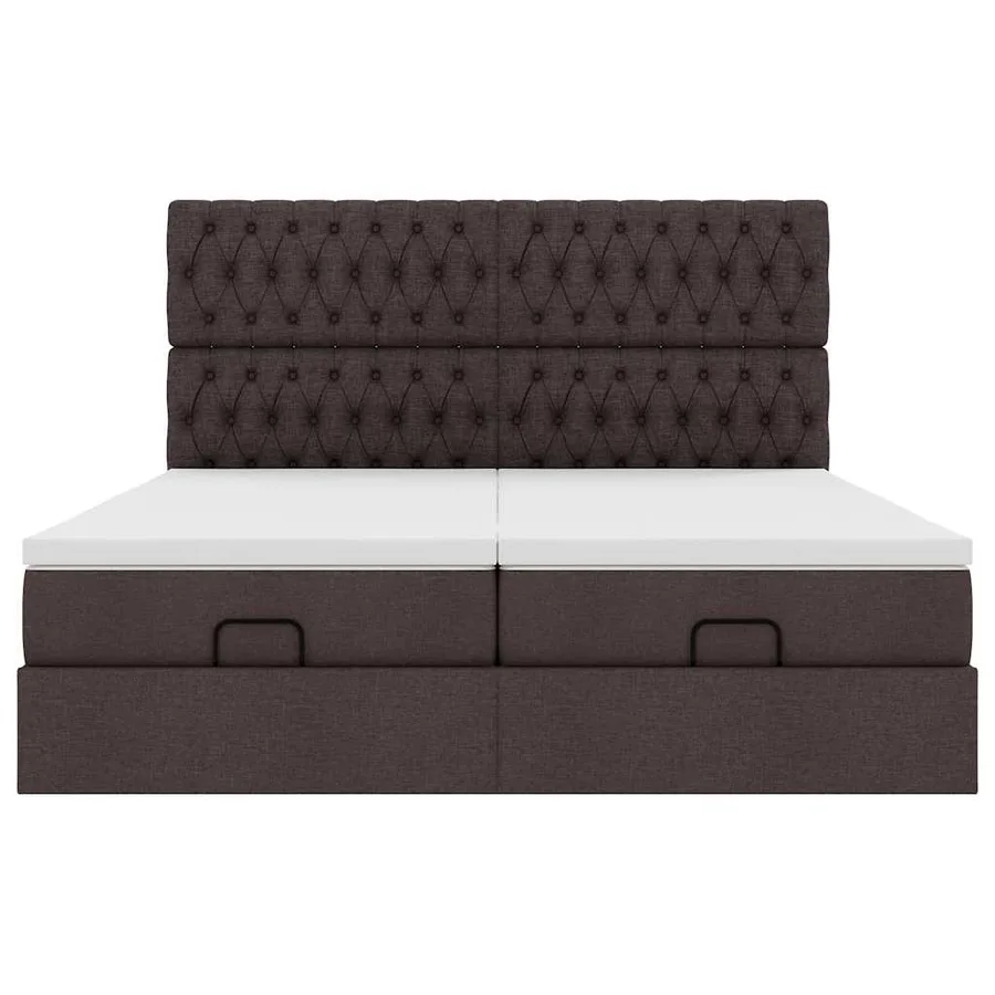 Cadre de lit ottoman avec matelas marron foncé 180x200 cm tissu - 7