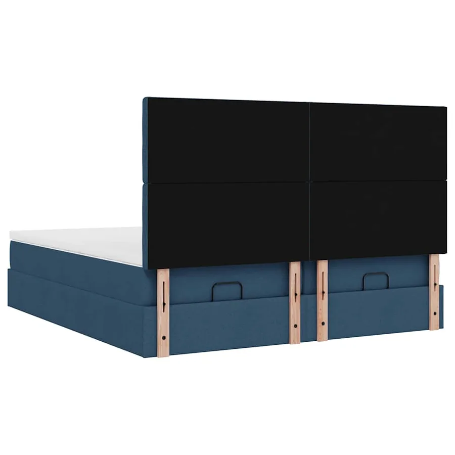 Cadre de lit ottoman avec matelas bleu 180x200 cm tissu - 9