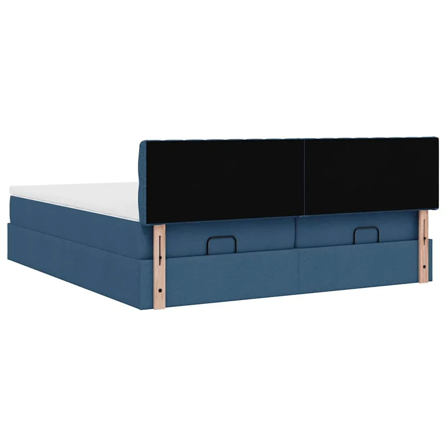 Cadre de lit ottoman avec matelas bleu 180x200 cm tissu - 11