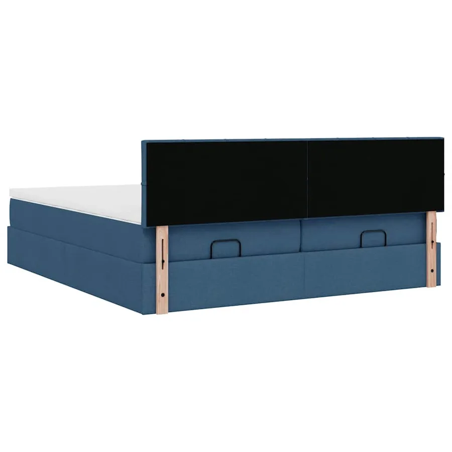 Cadre de lit ottoman avec matelas bleu 180x200 cm tissu - 12