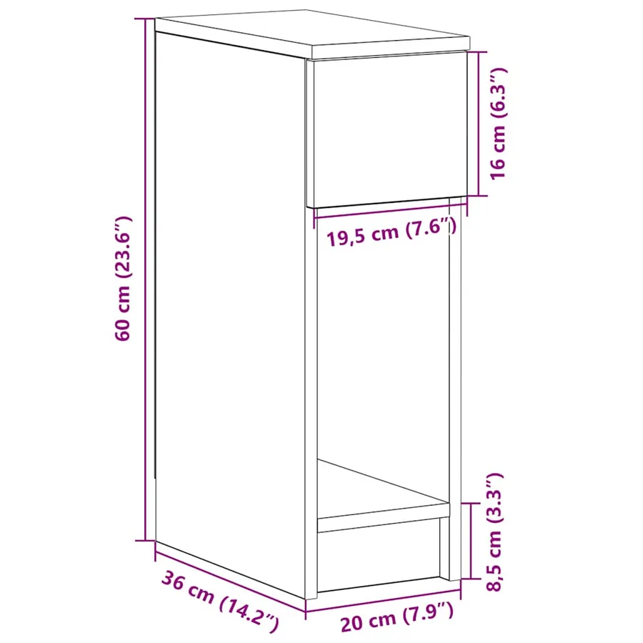 Tables de chevet avec tiroir 2 pcs chêne noir 20x36x60 cm - 12