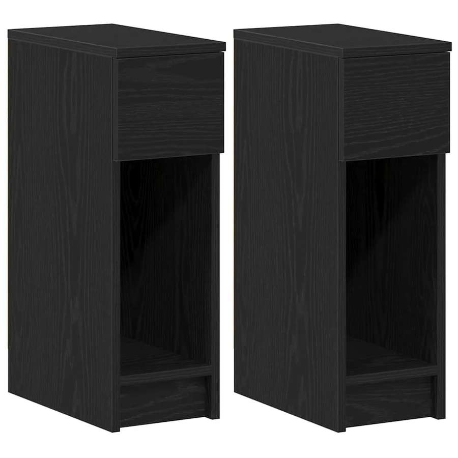 Tables de chevet avec tiroir 2 pcs chêne noir 20x36x60 cm - 2