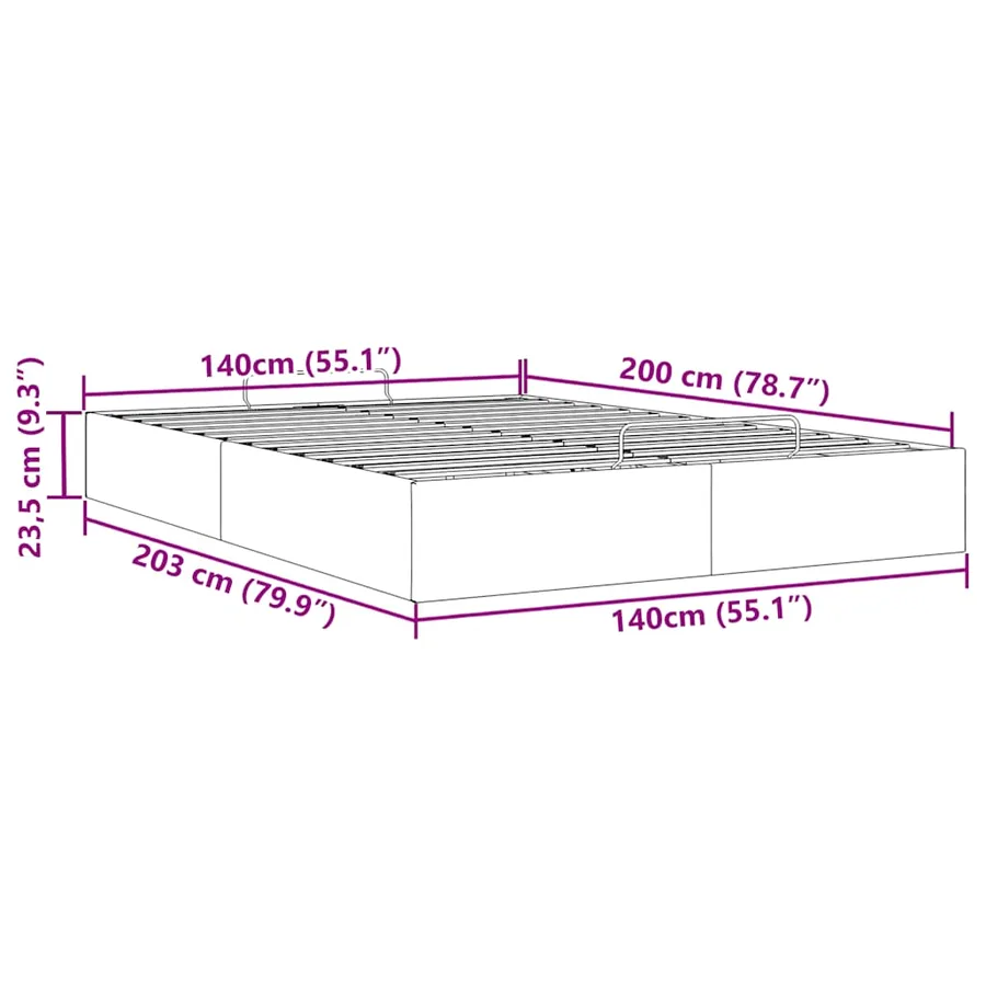 Cadre de lit ottoman sans matelas gris 140x200 cm similicuir - 14