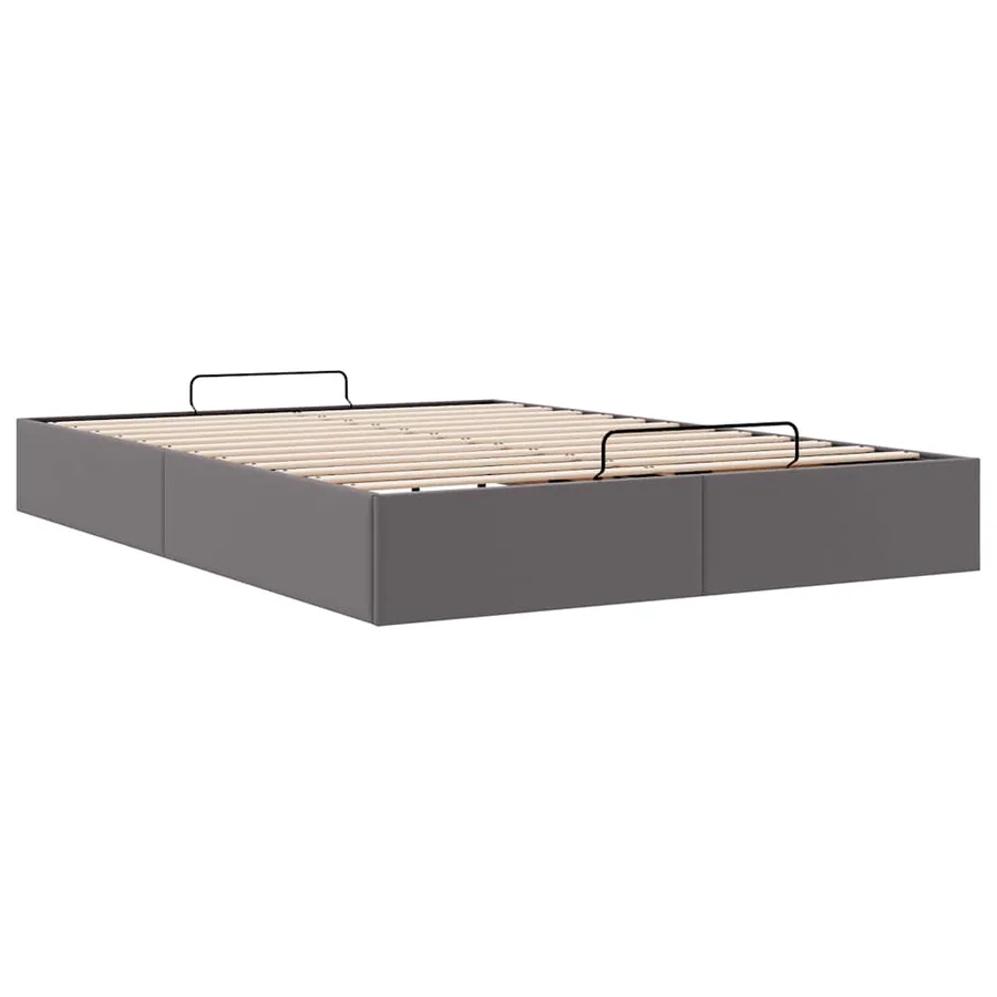 Cadre de lit ottoman sans matelas gris 140x200 cm similicuir - 6