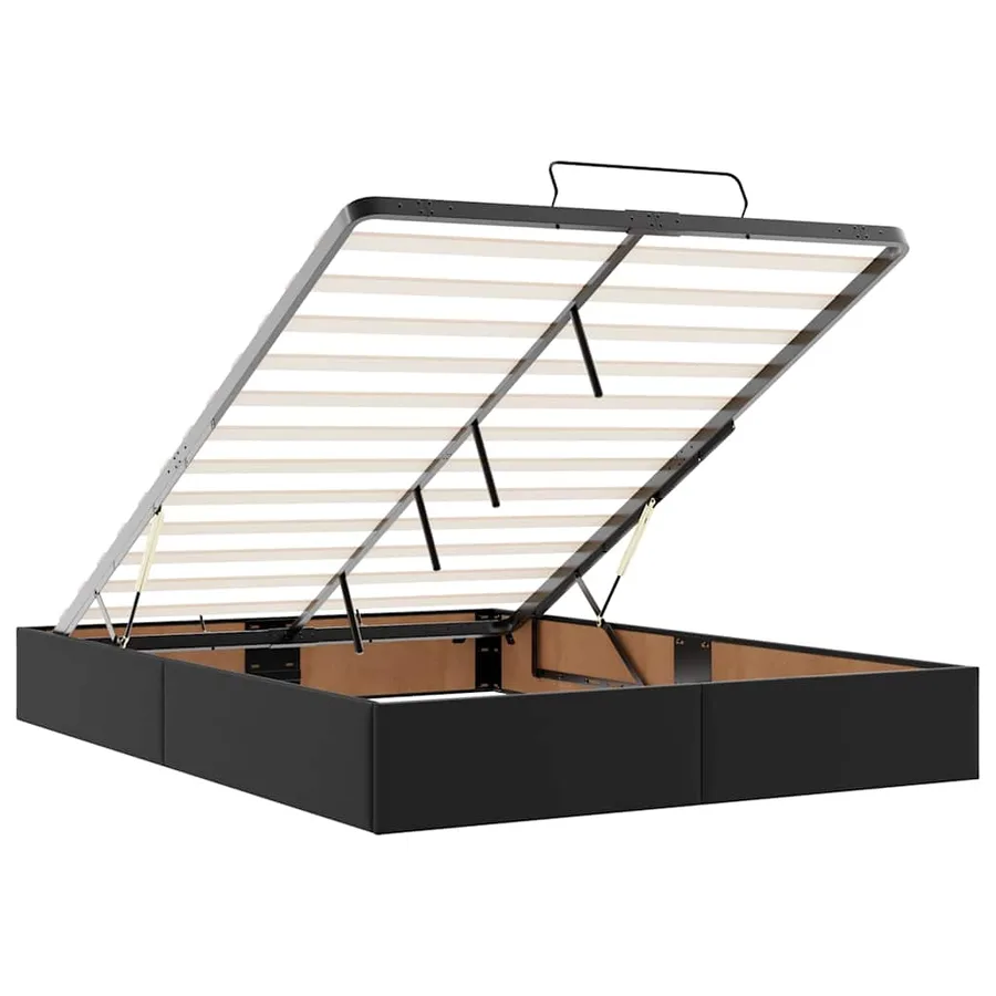 Cadre de lit ottoman avec matelas noir 140x200 cm similicuir - 11